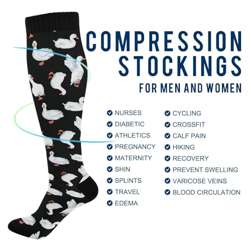 Compression Socks for Women & Men Knee High Socks - color: Cute Duck