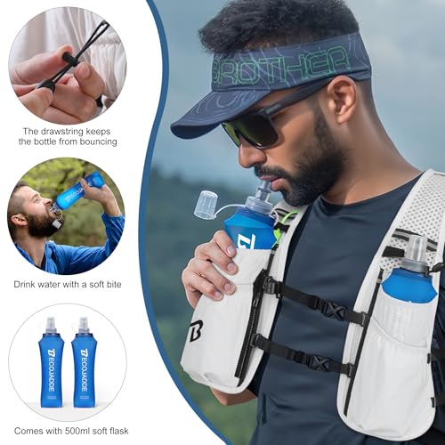 BECOJADDE Running Vest for Women Men, 5L/6L Lightweight Hydration Backpack Running Pack for Marathon, Trail, Cycling, Hiking, Jogging - color: White