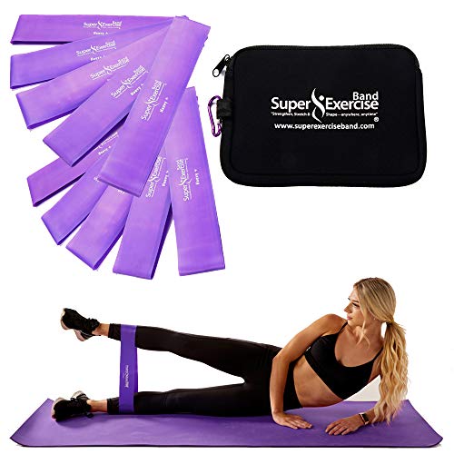 Mini Loop Bands 14x3 in, Latex Free, 3/5/10 Pack Sets - color: q. Purple HEAVY+ Loop Band 10 Pack