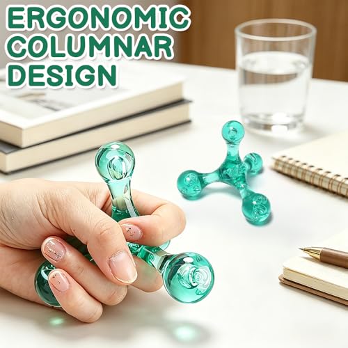 Triangle Relief Massage Ball, Mini Crystal Handheld Trigger Massager, Deep Muscle Tissue Palm Pressure Point Massage Tool, for Neck Shoulder Back Muscle Pain Relief, Transparent Green