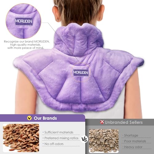 MORLIDEN Microwavable Neck Wrap Warmer&Shoulder Weighted Hot Cold Compress - color: Purple, size: 1 Count (Pack of 1)