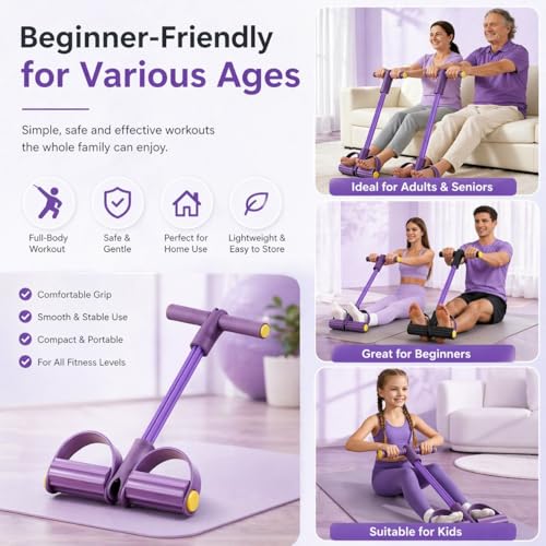Upgraded 6-Tube Foot Pedal Resistance Band with Handle & 3-Pack Figure 8 Exercise Bands, Multifunction Tummy Trimmer Sit Up Pull Rope for Women Men Home Gym Full Body Working Out Set
