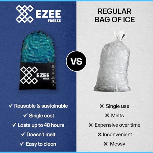 Reusable Ice Cubes for Coolers - Mega Freeze 10.5 lb Bag, 335 Blue Ice Cubes Use in Drinks, Lunch Boxes, Fishing, Refreezable Party Ice, Ice Bath