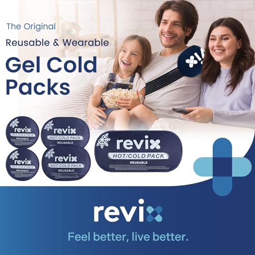 REVIX Ice Packs for Injuries, 5 Pack Hot & Cold Gel for Knee & Back, Navy - style: Navy-5 Pack