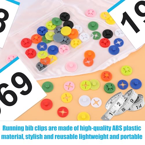 Coolrunner 40P Running Bib Clips, Clear Race Number Buckle, Race bib Clips Fixing System Triathlon Race Bib Holder for Runners Marathon, Skating, Track and Field - color: Colorful