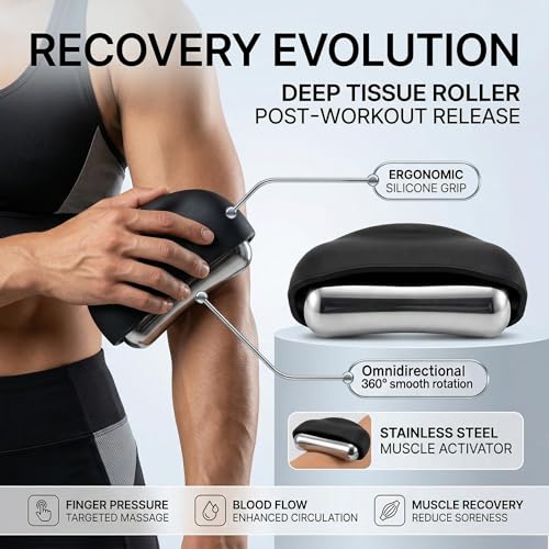 Cooling Massage Roller with Ergonomic Handle for Deep Tissue - color: Black