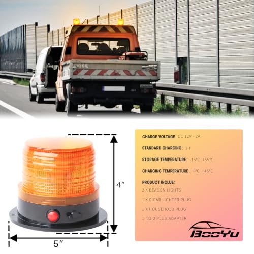 Battery Operated Amber Strobe Beacon Light w/Magnetic Base 2-Pcs - color: 2-Pcs Amber