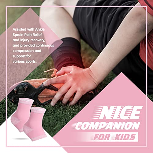 Tarpop 3 Pair Girls Ankle Brace Compression Sleeves, Pink, Medium - color: Pink, size: Medium