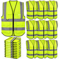 Tlence 10 Pack Reflective Safety Vests with Pockets and Zipper, High Visibility Mesh Security Vest, Construction Vests - size: Large