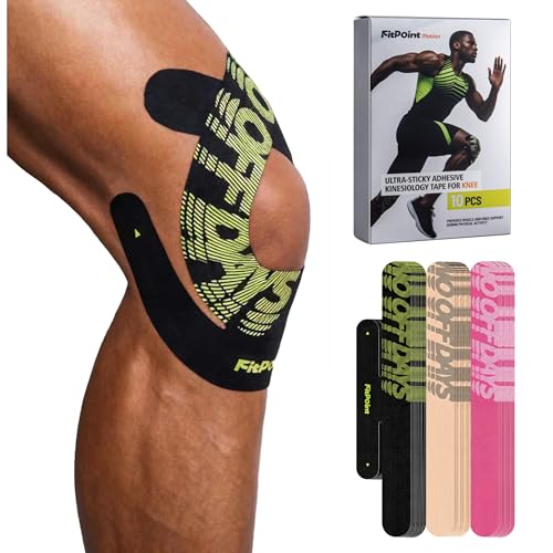 Kinesiology Tape for Knees 10 Pcs Ultra-Sticky Patella Knee Tape Black - color: Jet Black