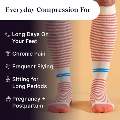 Comrad Knee High Compression Socks - color: Cream/Mulberry Colorblock, size: Large