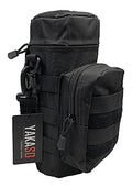 Tactical Molle Water Bottle Holder Pouch Hydration Carrier Bag Tactical EDC Water Bottle Carrier with Detachable Shoulder Strap for Hiking Camping Outdoor Sport Travel - color: Black