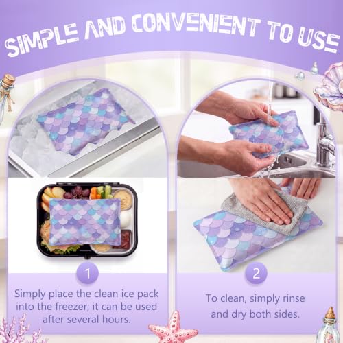 VIHOSE 2 Pcs Ice Packs for Lunch Box Bag - color: Purple, style: Mermaid