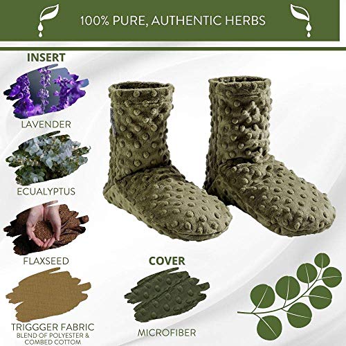 Sonoma Lavender Spa Booties, Microwavable Heated Slippers, Luxury Herbal Booties, Herbal Aromatherapy Foot Warmer - color: Green Dot, size: 10