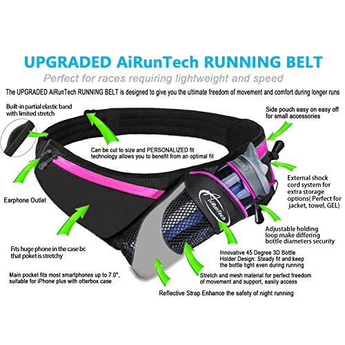 AiRunTech Running Hydration Belt with Water Bottle Holder,Hiking Fanny Pack for Phone and Wallet,Running Bag Runners Essentials Accessories Marathon Triathlon Walking Jogging Gear Gift - color: Without Bottle Hydration Belt(PK)
