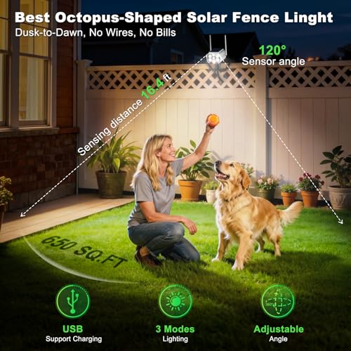 Tryme Solar Motion Sensor Outdoor Lights Octopus with Flexible Tripod