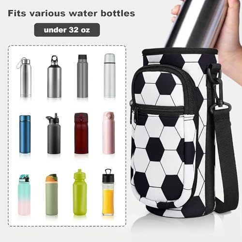 Crossbody Water Bottle Holder with Strap, Phone Pocket(SOCCER, 32, Ounces) - color: SOCCER