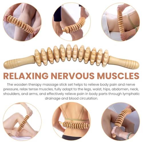 2pcs Wood Massage Roller,Manual Wooden Fascia Massage Tool
