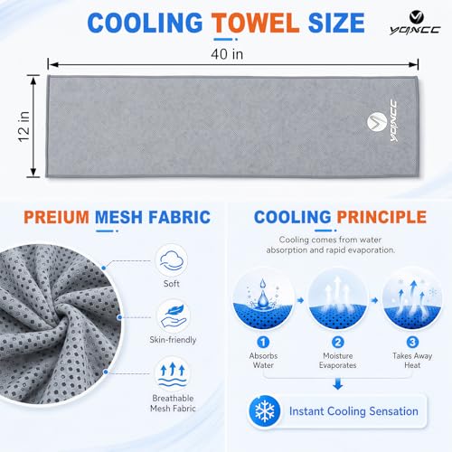 YQXCC 4 Pack Cooling Towels, 40"x12", Ice Cool Towels for Neck & Face - color: 2 Dark Gray, 2 Light Gray