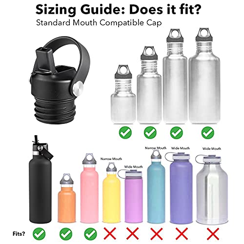 RRegeny Straw Lid fits Hydro Flask Standard Mouth, 21 24 oz, Sports Flex Cap Water Bottle Accessories Replacement Top - color: Black+1pack