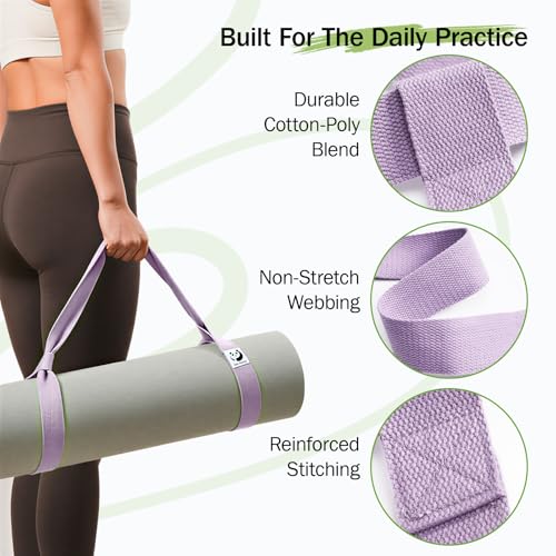 Slim Panda Yoga Mat Strap, Adjustable Soft Cotton Carrier - color: Light Pink, size: 72 inches