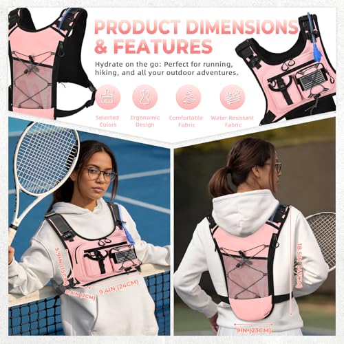 Criuage USA Patent Running Hydration Vest Backpack, Lightweight Chest Pack with 2.0L Water Bladder Bag Daypack for Hiking Running Cycling Race Marathon for Women Men - color: Pink