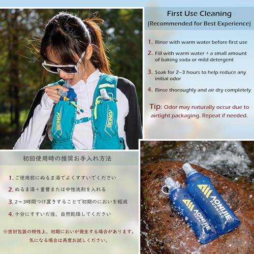 TRIWONDER Soft Flask Collapsible Water Bottles Running Bottle BPA-Free Foldable Handheld Runner Water Flask for Hydration Pack Marathon Hiking Cycling Climbing Travel (01# 500ml - Pack of 2) - color: 500ml/16.9oz - N - Pack of 2