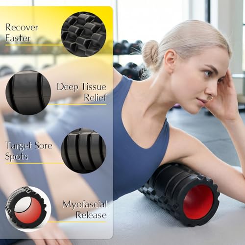 Foam Roller, Deep Tissue Muscle Massage for Exercise and Recovery - color: Black