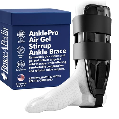 AnklePro Air Gel Ankle Brace, 3-Strap Stirrup, Reg - Black - color: Black, size: Regular