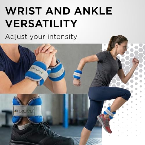 THERABAND Ankle Weights, Leg Weight, Wrist, Cuff, 2.5 lb, 2-Piece Set, Blue - size: Level 3 / 2.5lb