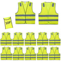 Safety Vests 10 Pack - Yellow Reflective High Visibility Construction ANSI Class 2 Work Vest for Men,Woman,Hi Vis Vest Mesh and Neon Silver Strip - color: Yellow