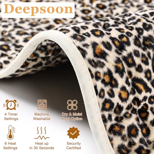Heating Pad,Heated Blanket,Heating Pad for Back Neck,LeopardPrint,24x12 in - color: Leopardprint, size: 24x12 Inch