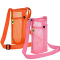 Tainehs Water Bottle Holder Carrier with Adjustable Shoulder Strap - Beach & Sports Bottle Bag for Hiking, Gym, Camping, Walking, Travel - color: Orange/Pink