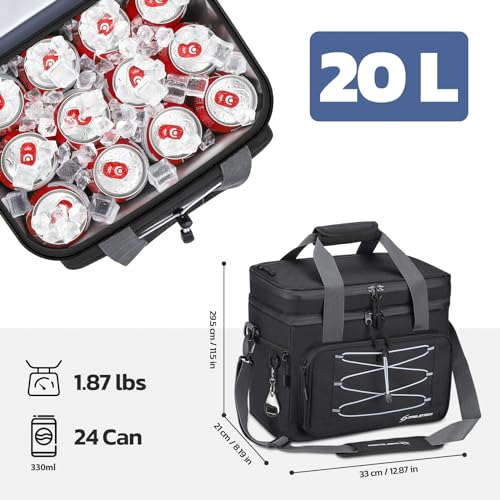 Maelstrom 24/30/60 Can Soft Cooler Bag, Double Deck Portable Ice Chest - color: Black, size: 24 Can