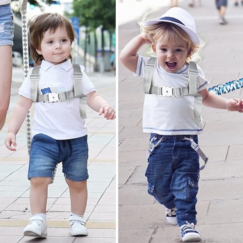 Accmor Toddler Harness Leash+ Reflective Anti Lost Wrist Link, Cute Dinosaur Kids Harness with Leash, Foldable Child Harness Baby Leash Boys Walking Wristband Assistant Belt for Outdoor Travel - color: Black/Brachiosaurus