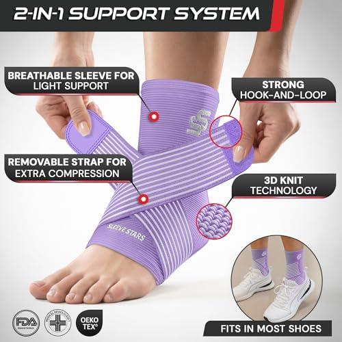 Sleeve Stars Ankle Brace for Men & Women (Single/M:10"-12"/Light Purple) - color: Light Purple, size: Medium