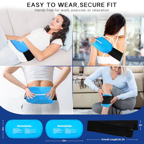 Ice Packs for Injuries Reusable Gel 2 Hot Cold Compress Therapy Pack - color: Blue, size: Large 12 x 6 Inch