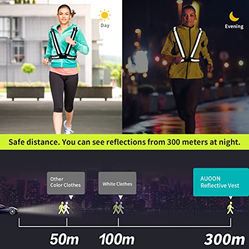 2 pcs Reflective Vest, Adjustable High Visibility Reflective Safety Straps Gear for Run, Cycling,Pet Walking - color: Black