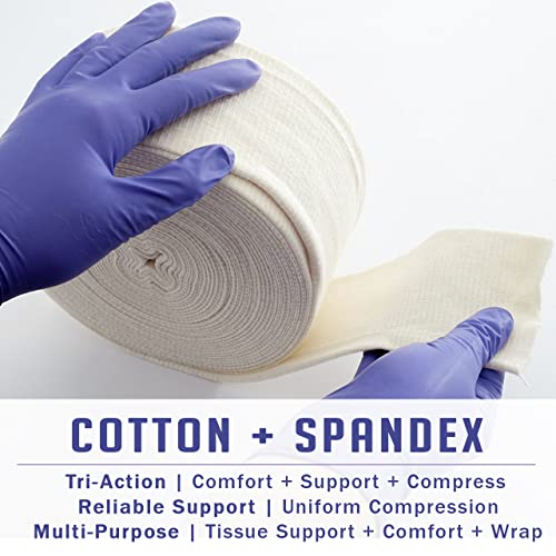 EVERLIT Elasticated Tubular Support Bandage | Stockinette Tubing for Large Arm, Knees, Legs | Light to Moderate Compression Bandage Roll For Tissue Support (Size F | 4" x 11 yd) - size: Size F | 4" x 11 yd