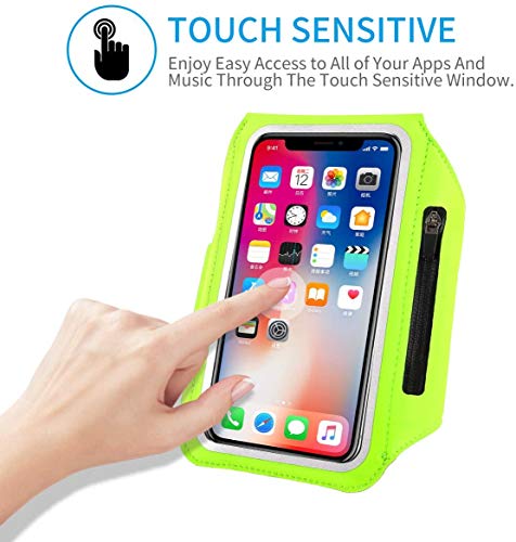 HAISSKY Running Armband with Earbud Pocket Sweatproof Running Phone Holder - color: Green(Up to 6.9")