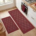 COSY HOMEER Kitchen Rugs, 2 PCS Kitchen Mats Non Slip Washable,Red - color: Red, size: 20"x32" + 20"x48"