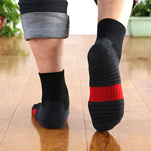 AKOENY Men's Athletic Quarter Socks 6-Pack - color: Black