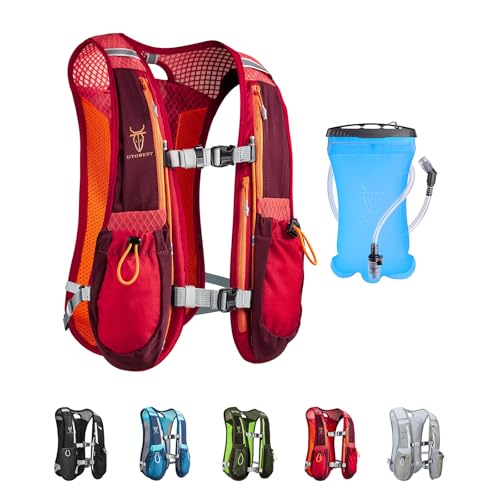 UTOBEST Running Vest Lightweight Hydration Vest Pack 5L UTR104 - color: Red Vest 5L with 1.5L Bladder