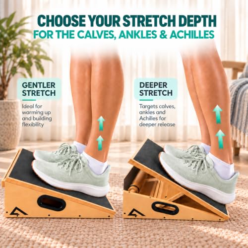 Slant Board for Calf Stretching with Foot Roller & Fascia Release Tools