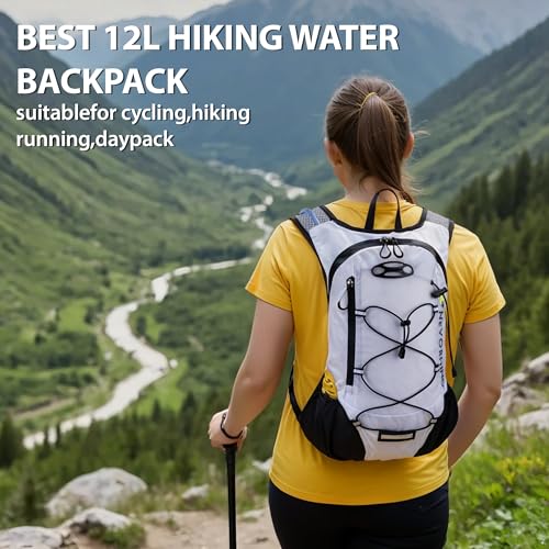 Lightweight Hydration Backpack, Running Backpack with 2L Water Bladder - color: White