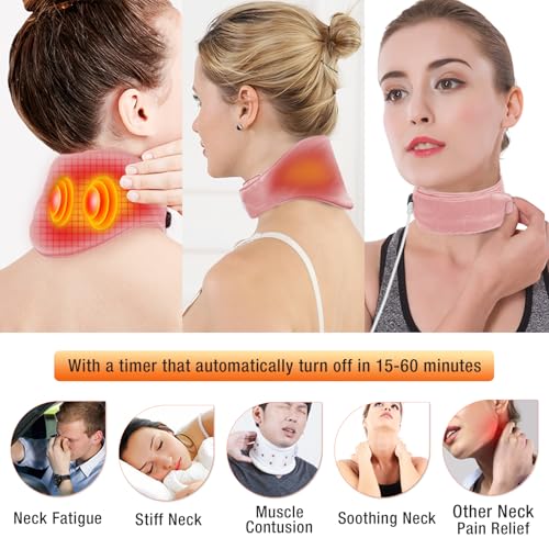 Neck Heating Pad, ARRIS Small Portable Heated Neck Wrap with Adjustable Time and Temperature Control, USB Powered Neck Pain Relief, Stiffness Relief or Postoperative Recovery Pink - color: Pink