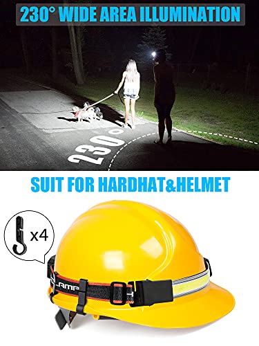 LED Headlamp Flashlight 12Packs, 1000L 230° Broadbeam Headlight, USB Rechargeable Head Lamp with Red Taillight, Lightweight Waterproof Headlamps for Camping Running Hiking, Hard Hat Headlamp - color: 230° Red 12PC