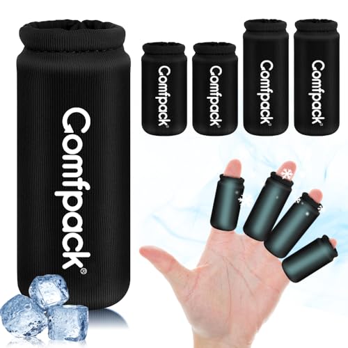 Comfpack 4PCS Finger Sleeves Gel Ice Pack for Pain Relief, Hot Cold Therapy - color: Black