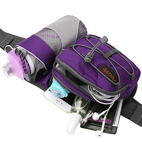 Waist Pack with Water Bottle Holder for Running Walking Hiking Fanny Pack - color: Purple