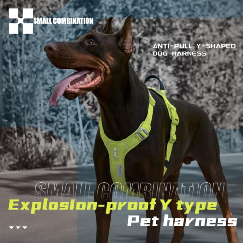 No-Pull Dog Harness Reflective Breathable Adjustable Vest - color: Lemon Yellow, size: M